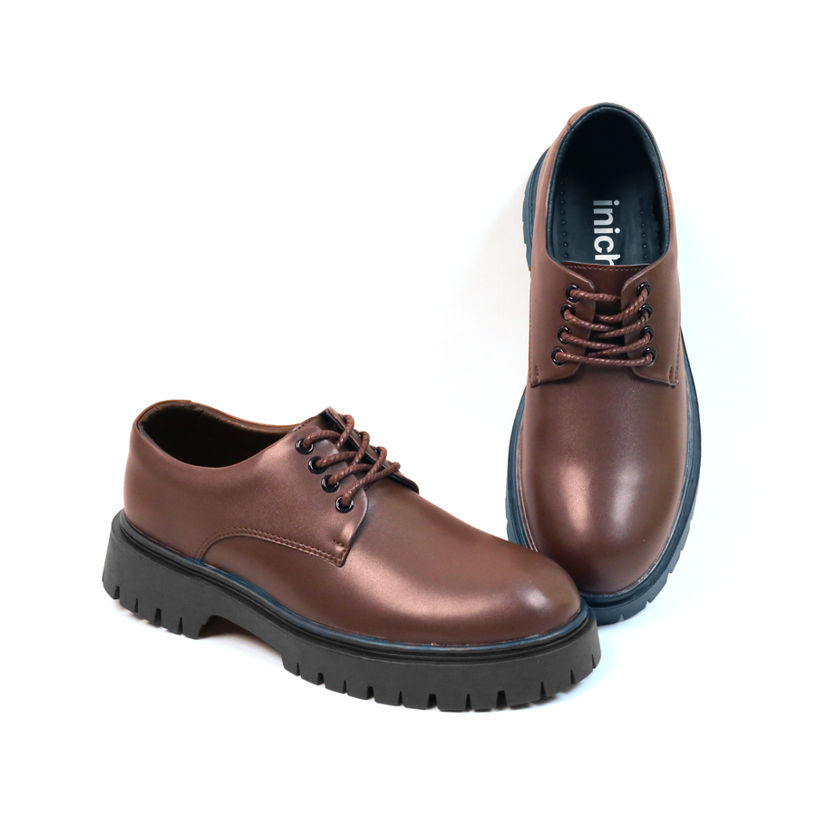 Giày Derby Chunky Inichi G1294 đế cao 5cm màu nâu